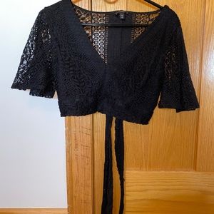 Black crop top with cute design